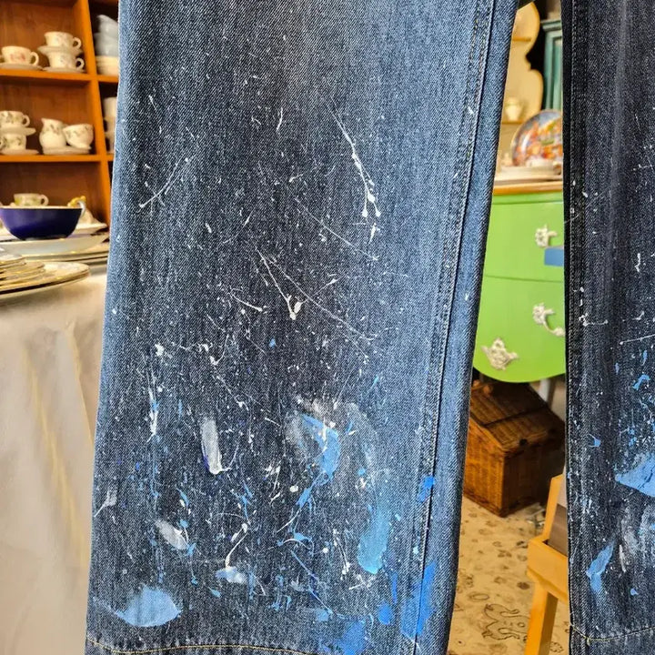 [BUNJANG] Painting Denim Wide Pants / 페인팅 데님 와이드 팬츠
