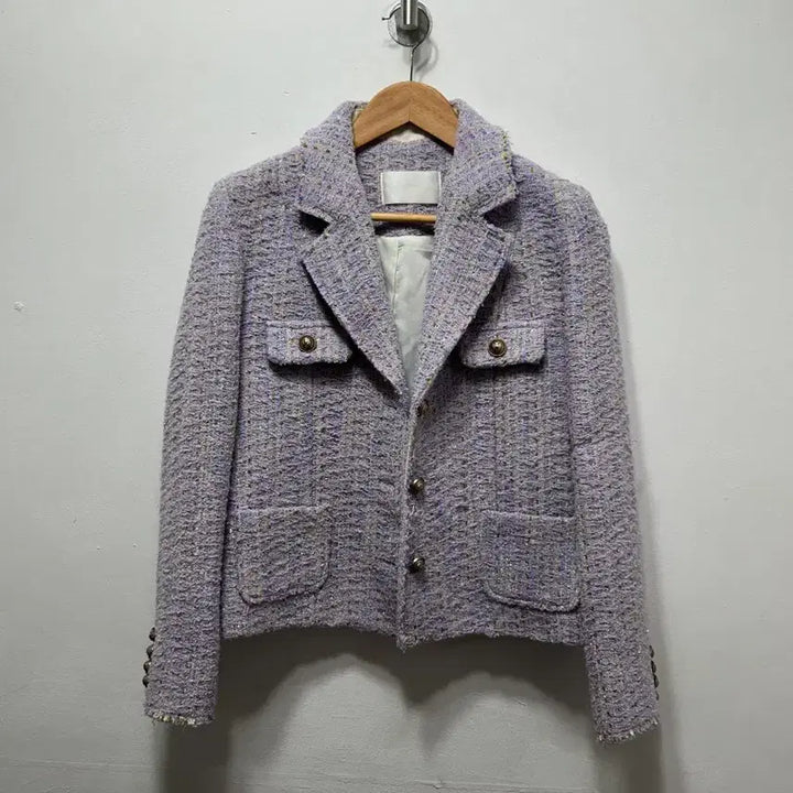 [BUNJANG] TINI Tweed Crop Jacket Purple M / TINI 트위드 크롭 자켓 퍼플 M
