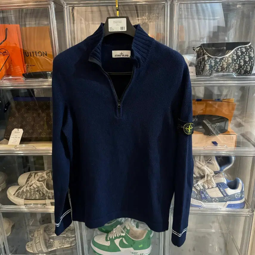 [BUNJANG] Stone Island Half-Zip Knit Navy L Size / [정품 , L사이즈] 스톤아일랜드 반집업 니트 네이비