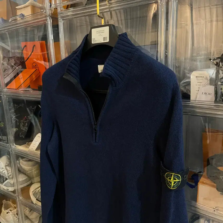 [BUNJANG] Stone Island Half-Zip Knit Navy L Size / [정품 , L사이즈] 스톤아일랜드 반집업 니트 네이비