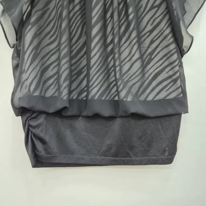 [BUNJANG] Crocodile Black Chiffon Double Layer Blouse / 크로커다일 블랙 쉬폰 이중 블라우스