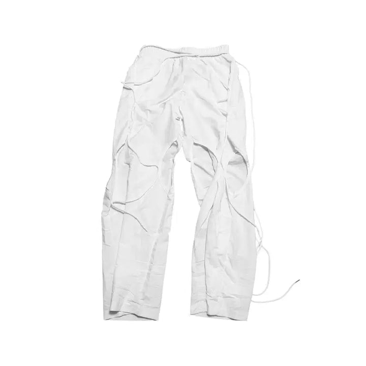 [BUNJANG] Strap Hole Slit Nylon Pants - White / Strap Hole Slit Nylon Pants_White