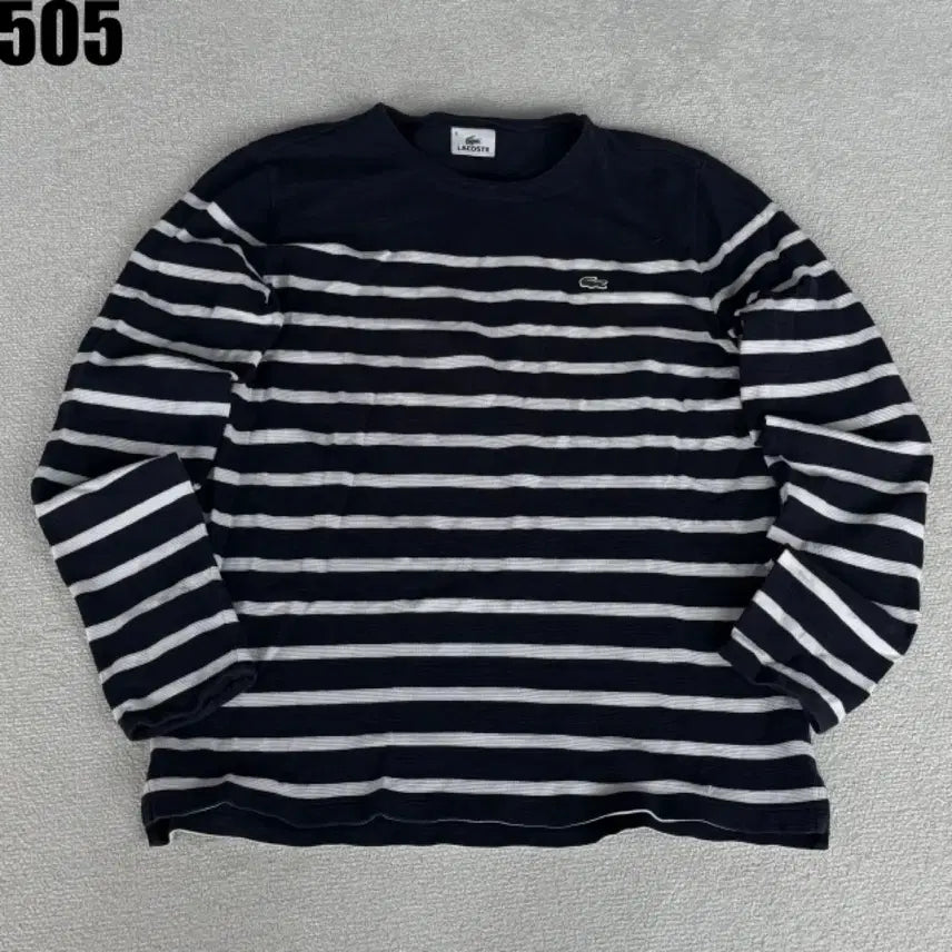 [BUNJANG] Lacoste Striped Long-Sleeve T-Shirt Navy / 라코스테 스트라이프 긴팔 티셔츠 네이비