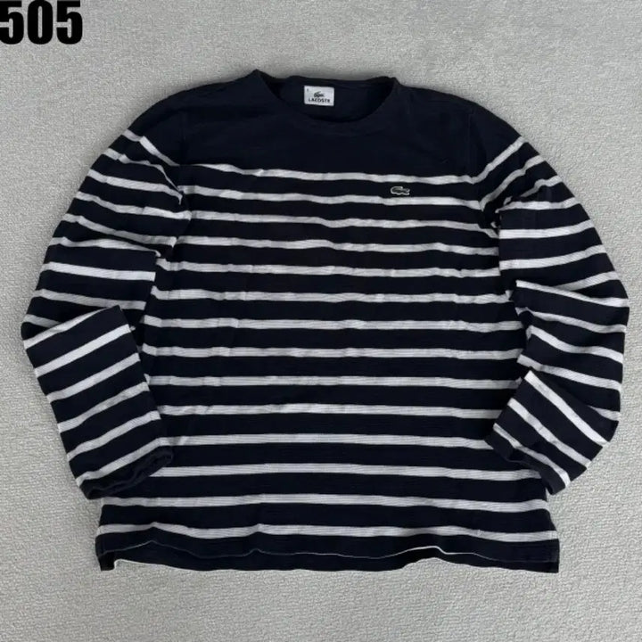 [BUNJANG] Lacoste Striped Long-Sleeve T-Shirt Navy / 라코스테 스트라이프 긴팔 티셔츠 네이비