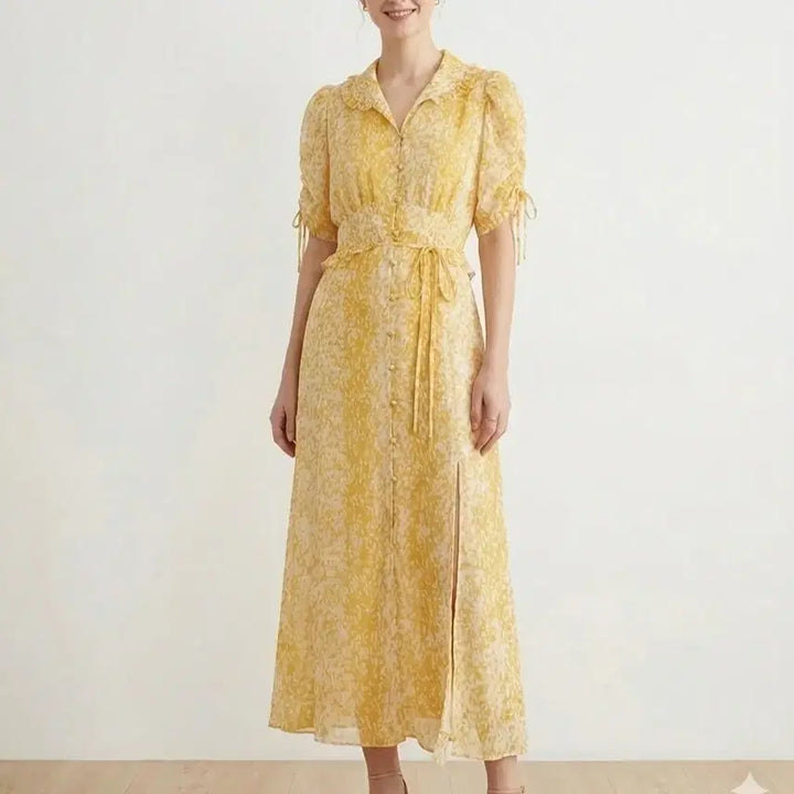 [BUNJANG] LINE Chiffon Long One-Piece Dress / [55]LINE라인 쉬폰 롱 원피스