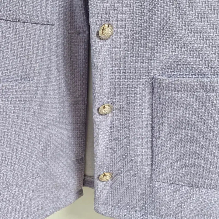 [BUNJANG] Purple Round Neck Tweed Spring Jacket / 보라색 라운드넥 트위드 봄자켓