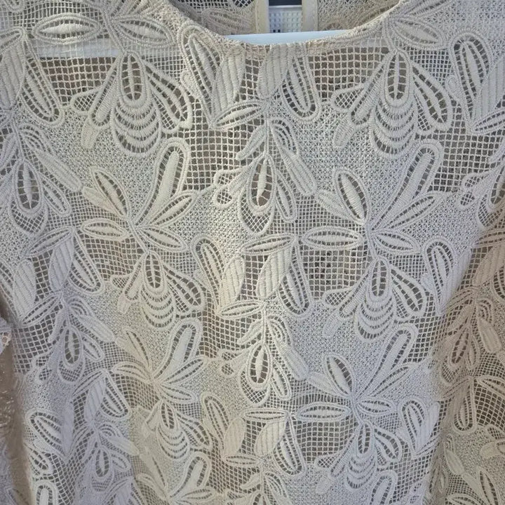 [BUNJANG] Lace Flare Dress Beige / 레이스 플레어 원피스 베이지