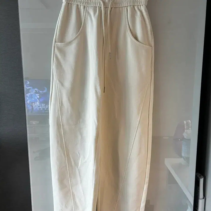 [BUNJANG] Ivory Wide Banding Pants / (미착용) 아이보리 와이드 밴딩 팬츠 판매합니다.