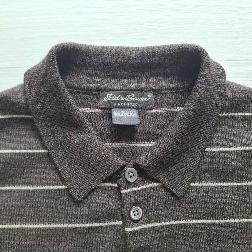 [BUNJANG] Eddie Bauer Merino Wool Polo Shirt Brown / L)에디바우어 메리노울 폴로 셔츠 브라운