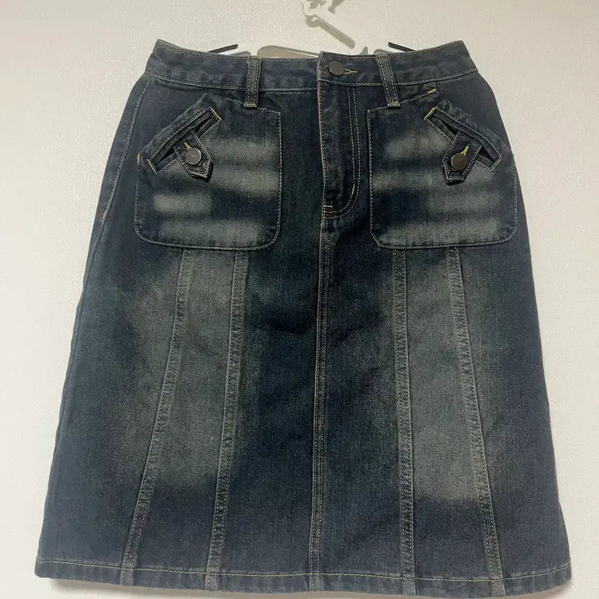 [BUNJANG] Vintage Denim Washed Mini Skirt / 새상품) 빈티지 데님 워싱 청 미니 스커트
