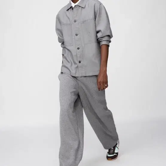 [BUNJANG] Uniqlo C Sweat Wide Pants - Grey / 유니클로 C 스웨트 와이드 팬츠 05 그레이