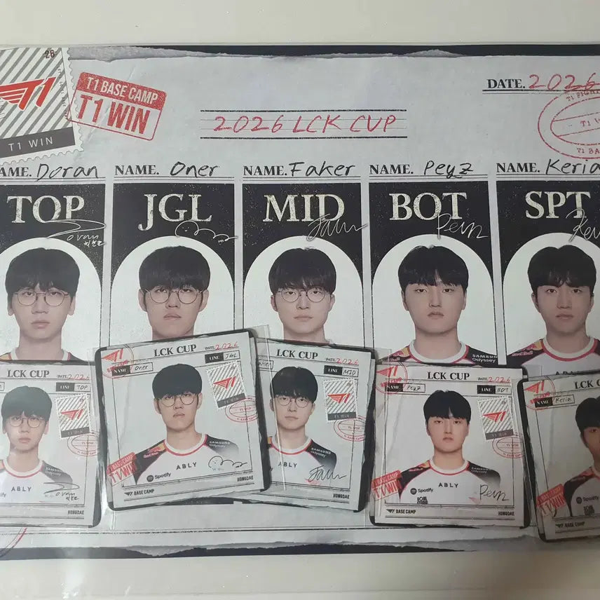 [BUNJANG] T1 Faker 2026 LCK Poster &amp; Coaster Set / [미개봉]T1 티원 베캠 26 LCK 포스터+선수별 코스터 5장