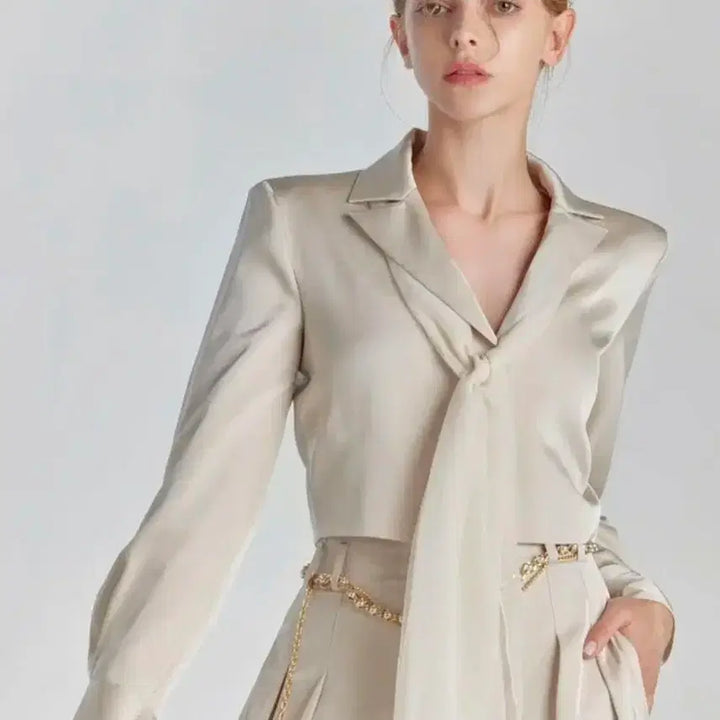 [BUNJANG] Grace Yu Jade Satin Jacket Set / 그레이스유 jade 새틴 자켓 스카프 셋트