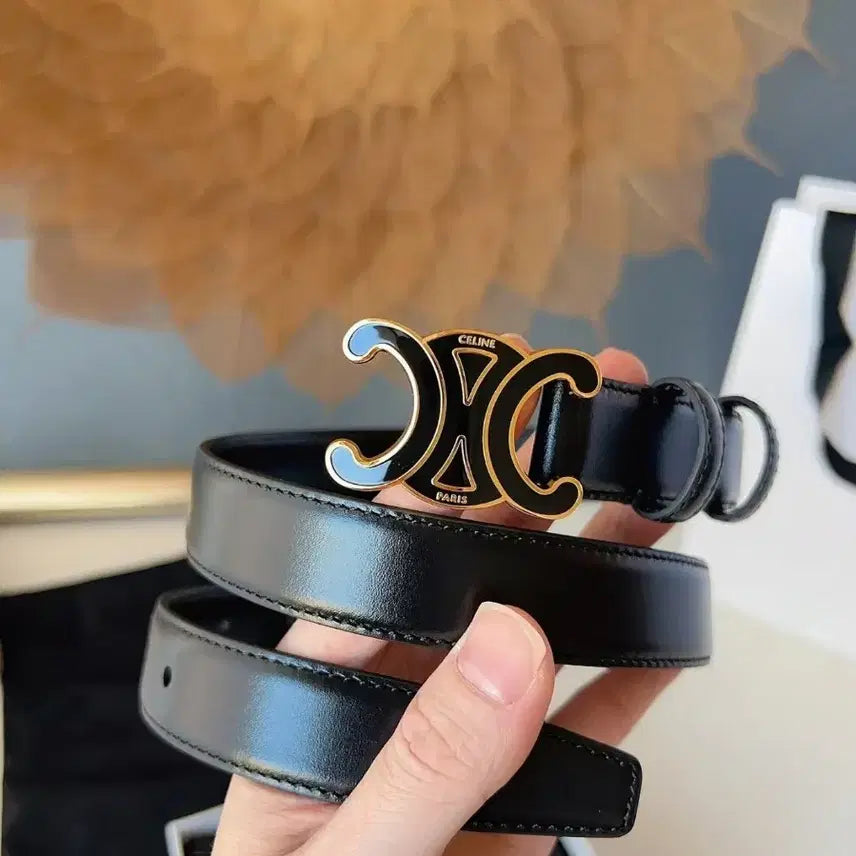 [BUNJANG] Celine Leather Belt with Logo / 셀린느 벨트