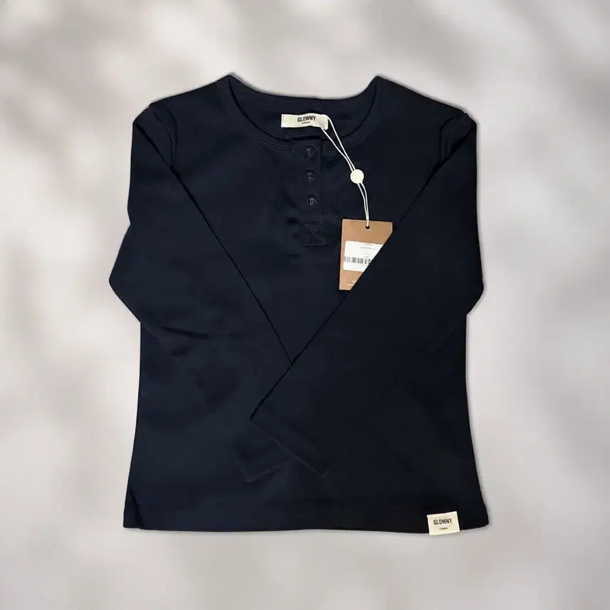 [BUNJANG] GLOWNY 3/4 Button Fly Tee (Navy) S / 글로니 3/4 BUTTON FLY TEE (NAVY) S