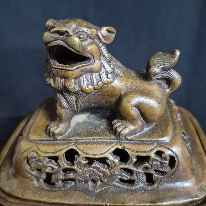 [BUNJANG] Bronze 3-Tier Incense Burner with Haetae / 동 브론즈 적동 해태 3단 향로