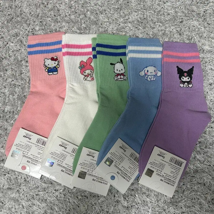 [BUNJANG] Sanrio 5-Pair Sock Bundle / 정품 산리오 양말 5종 일괄