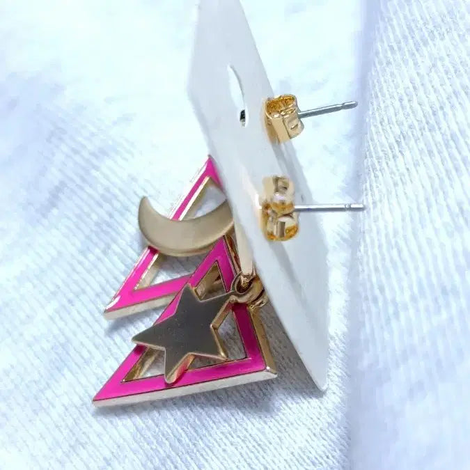 [BUNJANG] Matte Moon &amp; Star Titanium Earring E397 / * 무광 달&amp;별 티탄침 귀걸이 E397