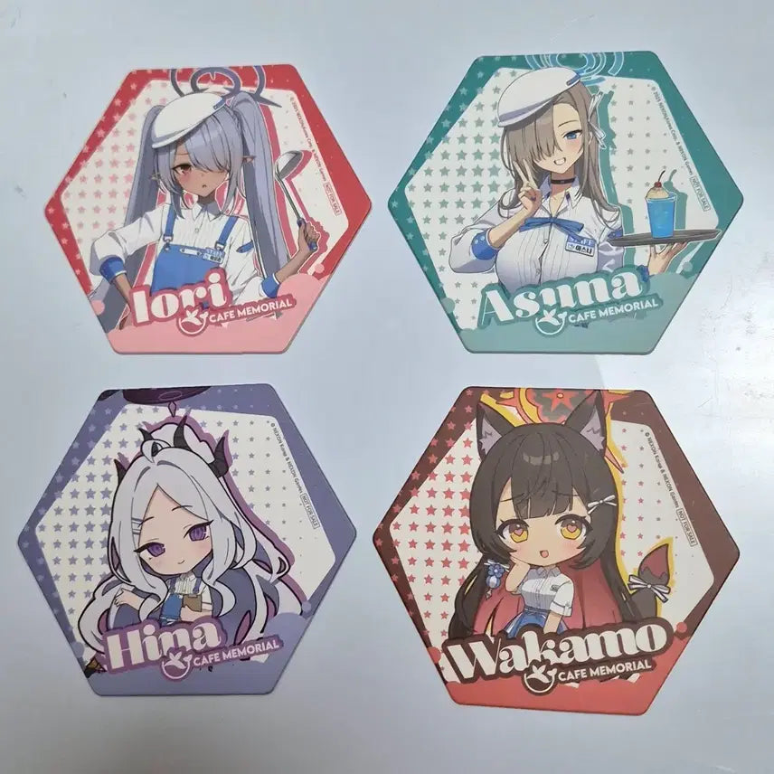 [BUNJANG] Blue Archive Cafe Memorial Coaster Set (Hina, Wakamo, Asuna, Iori) / 블루 아카이브 카페 메모리얼 코스터 (아스나 이오리)