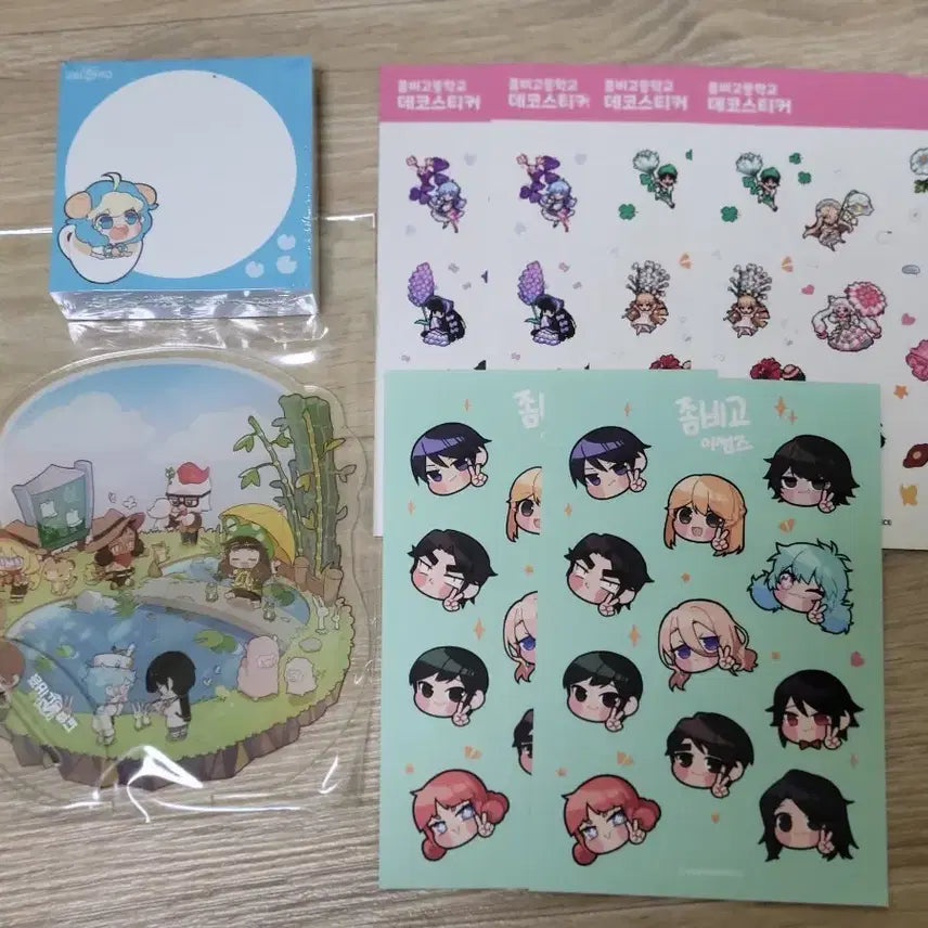 [BUNJANG] Zombie High School Ecological Learning Park Acrylic Sticker Memo Pad Bundle Set / 좀비고 좀비고등학교 생태학습공원 아크릴 스티커 떡메 일괄판매