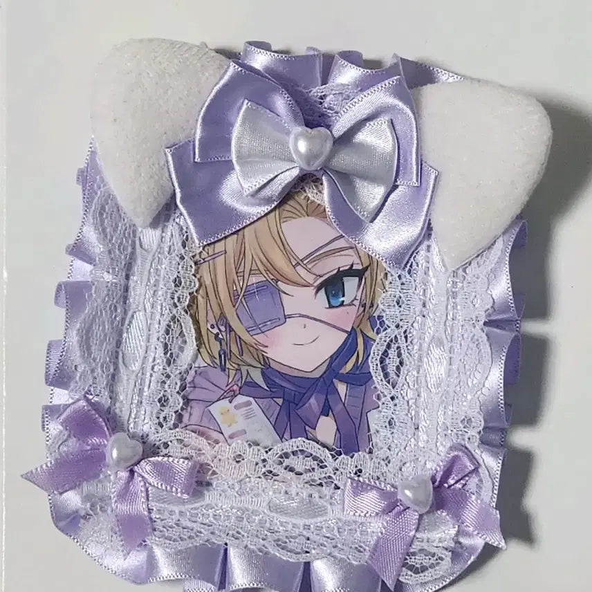 [BUNJANG] Neko Lace Top Loader Holder Purple / 연보라 네코 레이스탑꾸 고양이귀 탑꾸 리본탑로더 노아 보라색 포카홀더