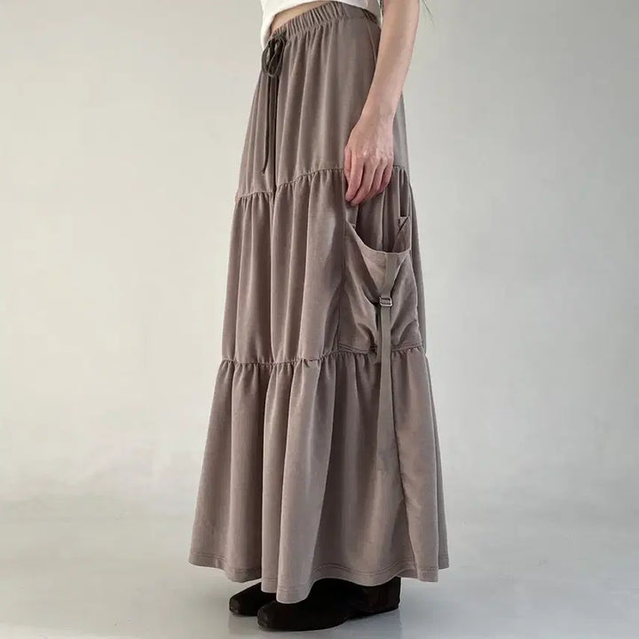 [BUNJANG] Tiered Cargo Long Skirt / 캉캉 카고 롱스커트
