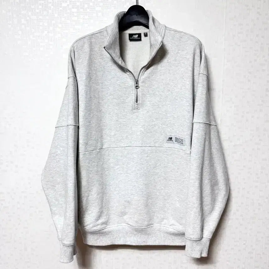 [BUNJANG] New Balance Big Logo Half-Zip Sweatshirt Oversized Fit / [S,90]뉴발란스 빅로고 반집업 맨투맨 오버핏