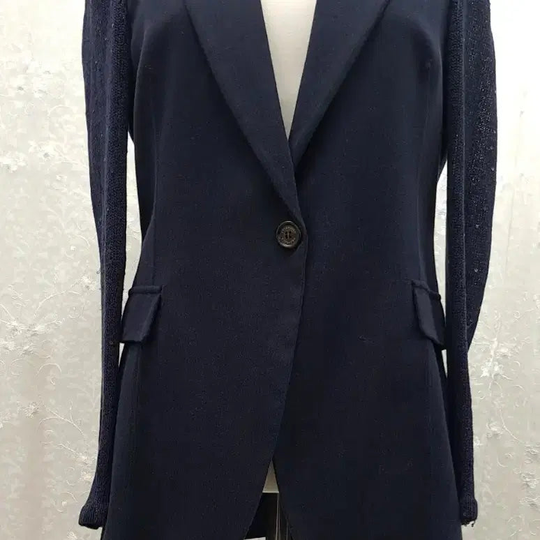 [BUNJANG] Brunello Cucinelli Navy Knit Sleeve Jacket (Size 55) / 브루넬로  쿠치넬리 자켓 55