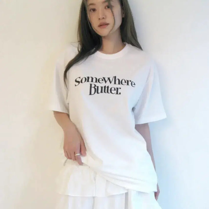 [BUNJANG] Somewhere Better Wave Logo Oversized T-Shirt White / 썸웨어버터 웨이브 로고 오버핏 티셔츠