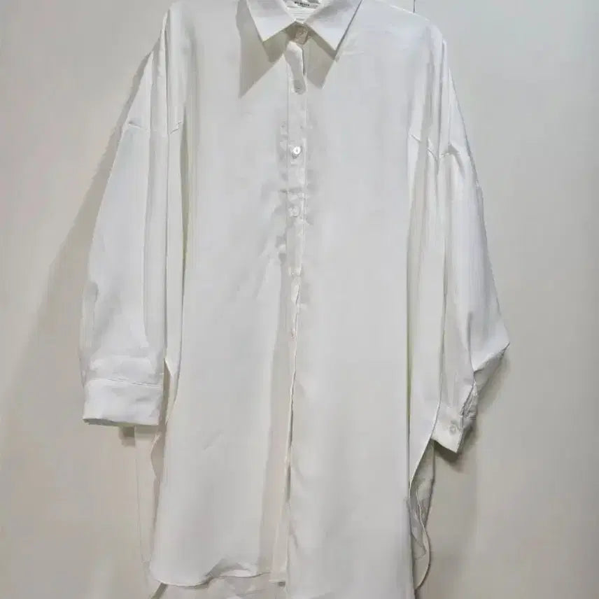 [BUNJANG] White Long Loose Fit Shirt / 화이트 롱 셔츠 루즈핏 남방