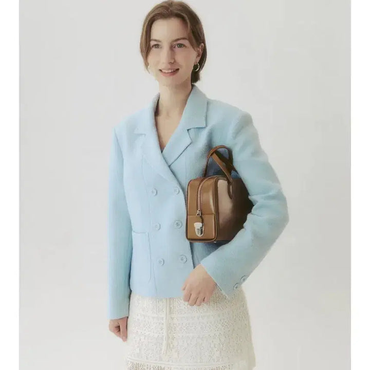 [BUNJANG] RE.BOLD Sora Blue Tweed Double Button Jacket / RE.BOLD 리볼드 소라색 트위드 자켓 , 블루, 하늘색