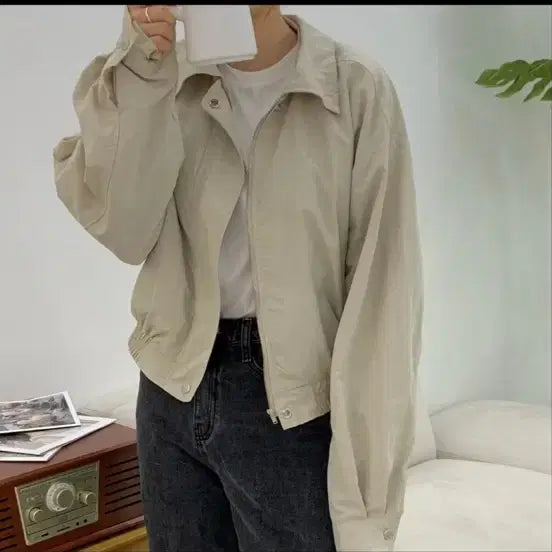 [BUNJANG] Nylon Cropped Zip-Up Jumper / 미착용 나일론 크롭 카라 점퍼 집업