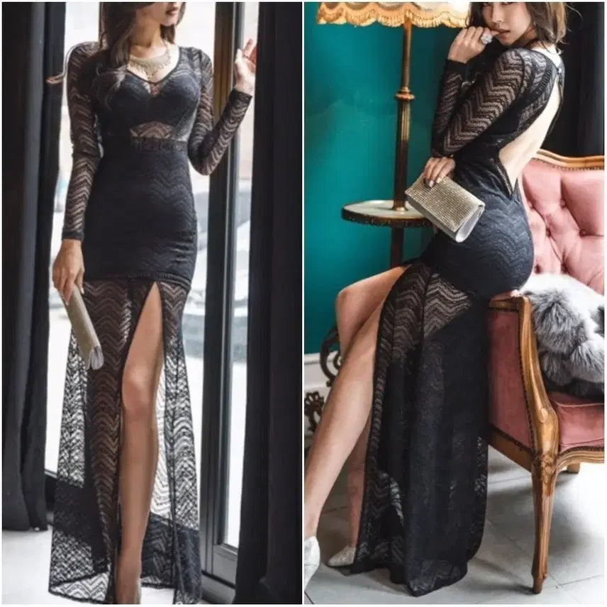 [BUNJANG] Immanuel Long Sleeve Lace Dress / [66]긴팔레이스 드레스 롱원피스 홀복