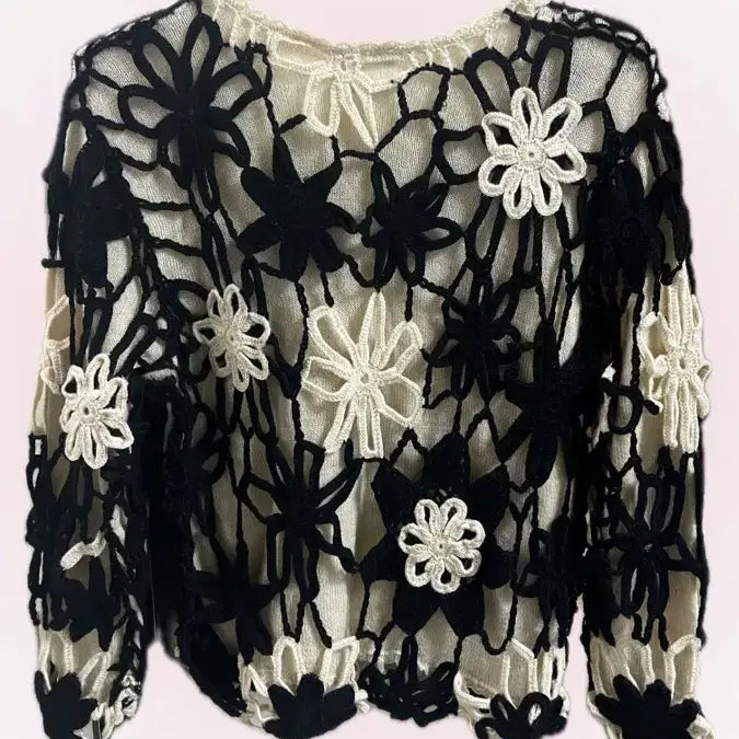 [BUNJANG] Floral Crochet Knit Top / 꽃무늬 크로셰 니트