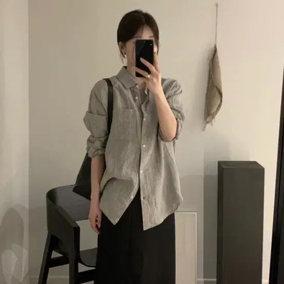 [BUNJANG] Luar Linen Stripe Shirt / 루아르 린넨 스트라이프 셔츠