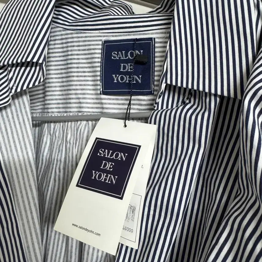 [BUNJANG] Salon de Yon Stripe Wrap Shirt Blue FREE / <택 있는 새옷>살롱드욘 스트라이프 랩 셔츠 블루 FREE