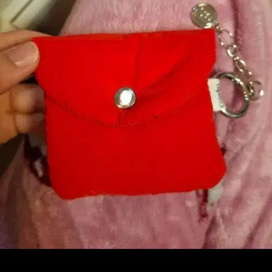 [BUNJANG] Red Mini Pouch Keyring / 레드 미니 파우치 키링
