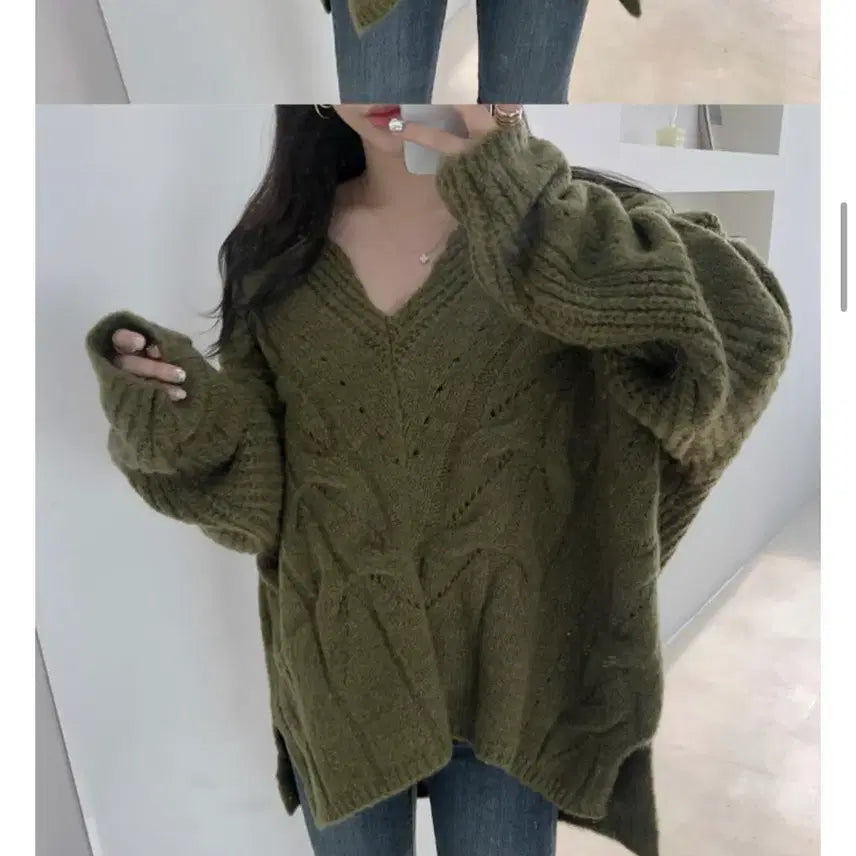 [BUNJANG] Loose Fit V-Neck Knit / 루즈핏 브이넥 니트
