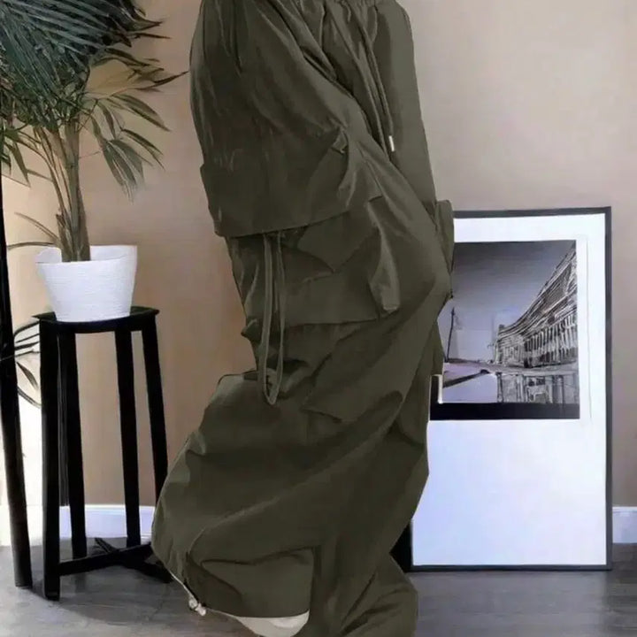[BUNJANG] Khaki Wide Cargo Jogger Pants / 옷장정리!!! 카키색 와이드 카고 조거팬츠
