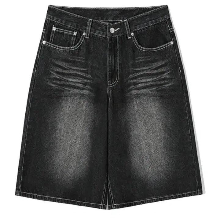 [BUNJANG] Trillion Cat Washed Bermuda Denim Pants / 트릴리온 캣 브러쉬 워시드 버뮤다 데님팬츠