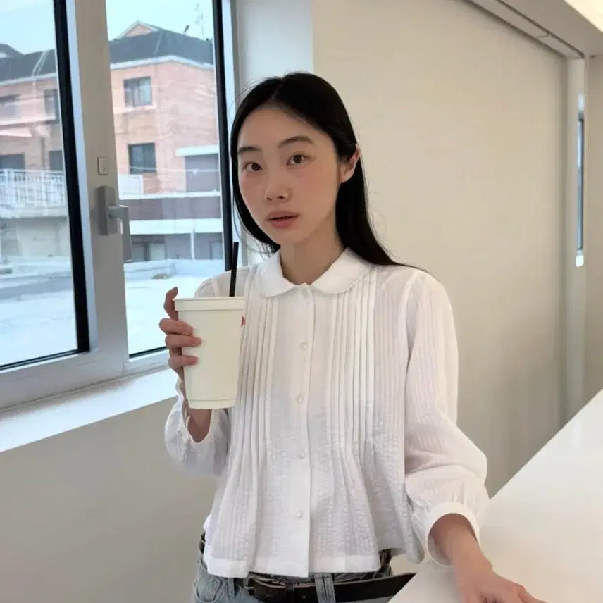 [BUNJANG] GBH Round Collar Crop Shirt / gbh 라운드카라 크롭 셔츠
