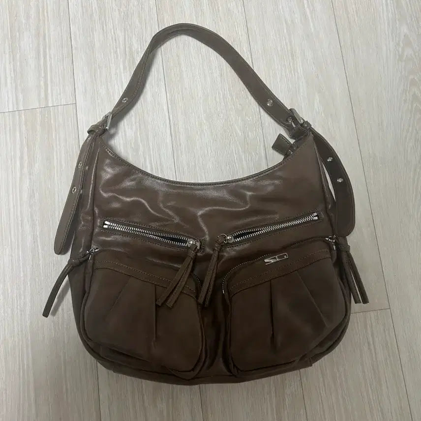 [BUNJANG] Cabara Square Line Shoulder Bag Brown / 스퀘어라인 카바라 cabara 브라운 숄더백 가방