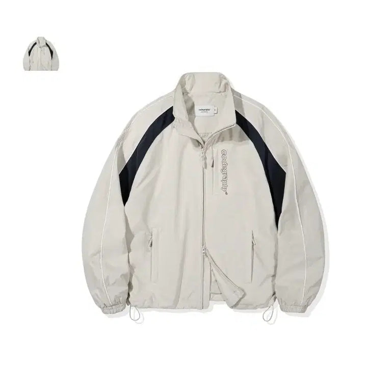 [BUNJANG] Code Graphy 2-Way Tech Short Jacket Cream / 코드그라피 2way 테크숏 자켓 크림