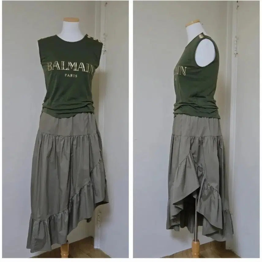 [BUNJANG] Balmain Sleeveless Top - Khaki / 발망[정품]민소매 탑  /새상품급