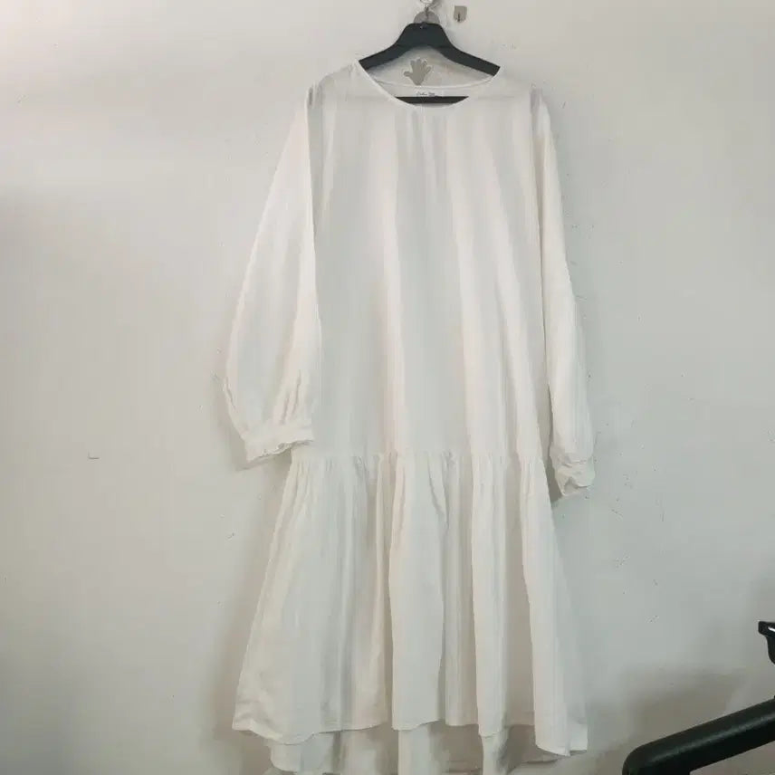 [BUNJANG] White Long Dress Balloon Sleeve / 화이트 롱 원피스 벌룬 소매