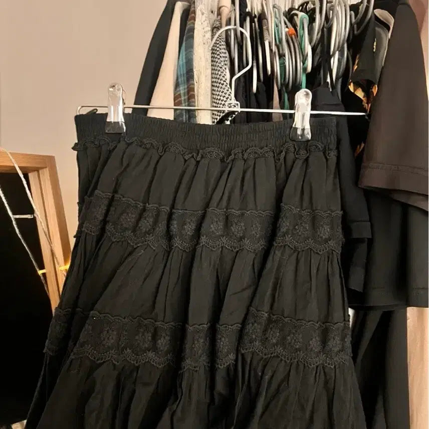 [BUNJANG] Vintage Black Tiered Mini Skirt / 블랙 캉캉 스커트 | 빈티지
