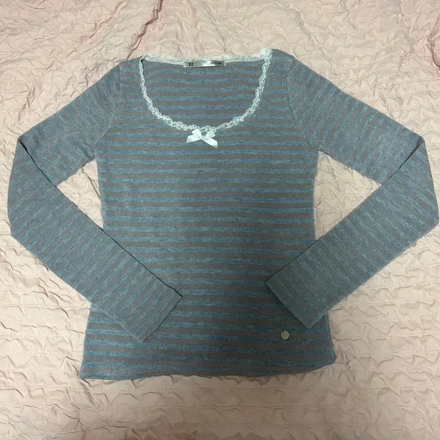 [BUNJANG] SET UP EX. Stripe Lace Top / 셋업이엑스이 STRIPE LACE TOP