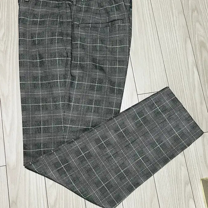 [BUNJANG] Light Gray Checkered Cotton Slacks - Golf Wear / 연회색 체크 슬랙스 면바지 골프웨어