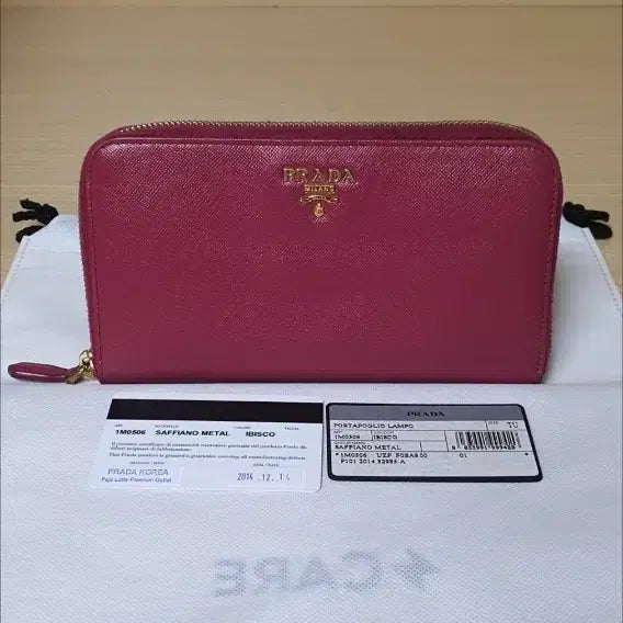 [BUNJANG] Prada Saffiano Wallet Pink Genuine A-Grade / 프라다 사피아노 장지갑/지갑 핑크 정품A급(보증서O)