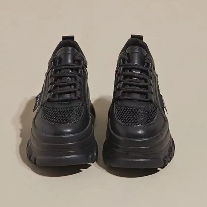 [BUNJANG] Cowhide Mesh Height-Increasing Sneakers (7cm) / 소가죽 메쉬소재 기높이 운동화 7cm